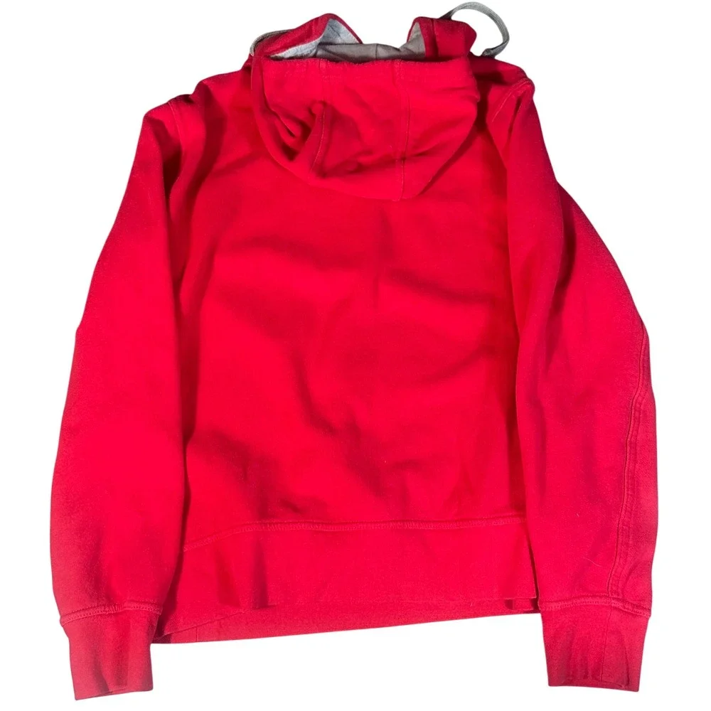 The North Face Hoodie Mens Medium Red Logo Pullover Fleece Sweatshirt